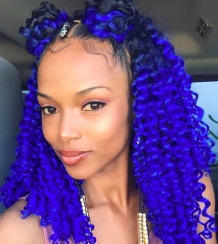 Electric Blue African American Natural Hairstyles for Medium Length Hair